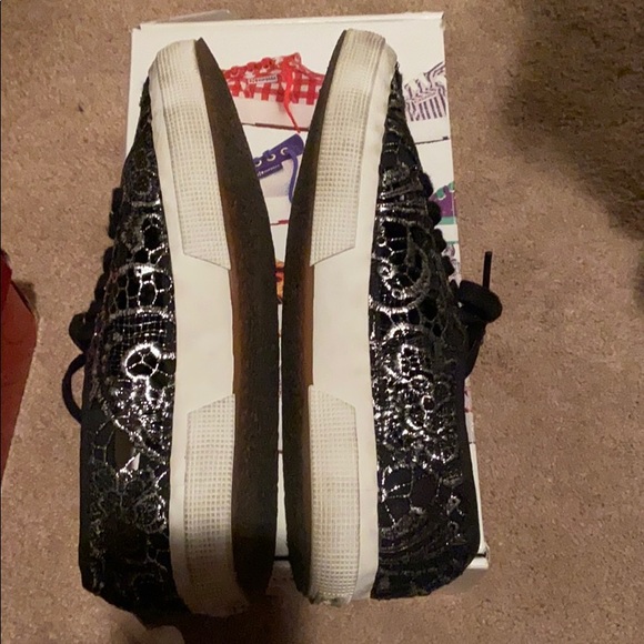 Superga macrame black & silver sneakers size 9 - Picture 2 of 5